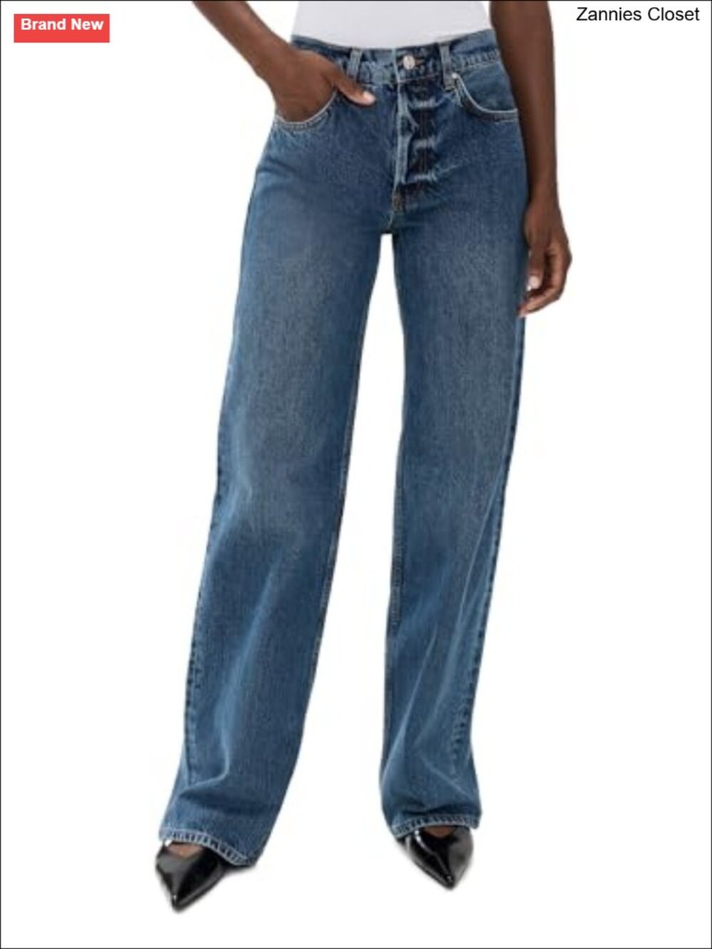 Wide Leg High Rise Jeans Mid-Weight Non-Stretch Denim Slim Fit Casual